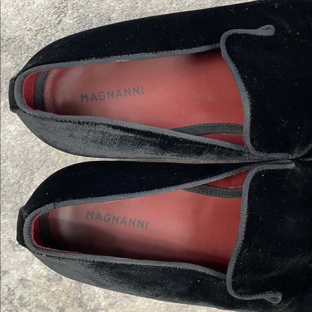 Magnanni Jareth Velvet Loafers Black Classic Smoking Sz 12 - Picture 8 of 12